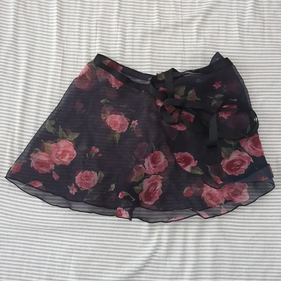 90sVINTAGE Pink Rose Ballet Wrap Skirt - Picture 1 of 7